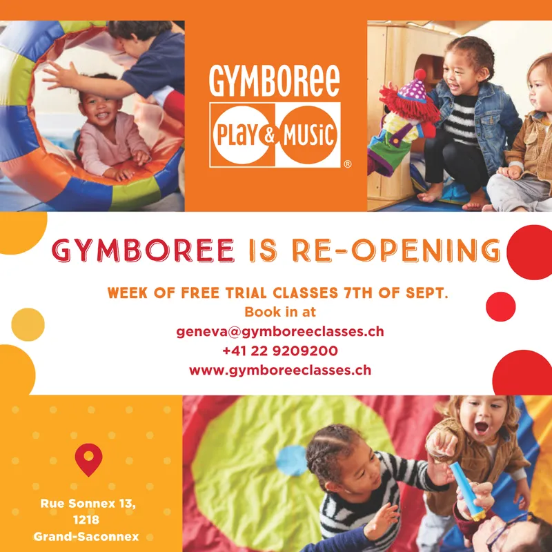 A reopening flyer for Gymboree Geneva — preview